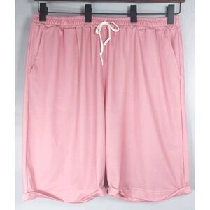 Pixie Lady Shorts Womens 2XL  Dusty Pink Elastic Waist Pockets‎ Comfortable Poly